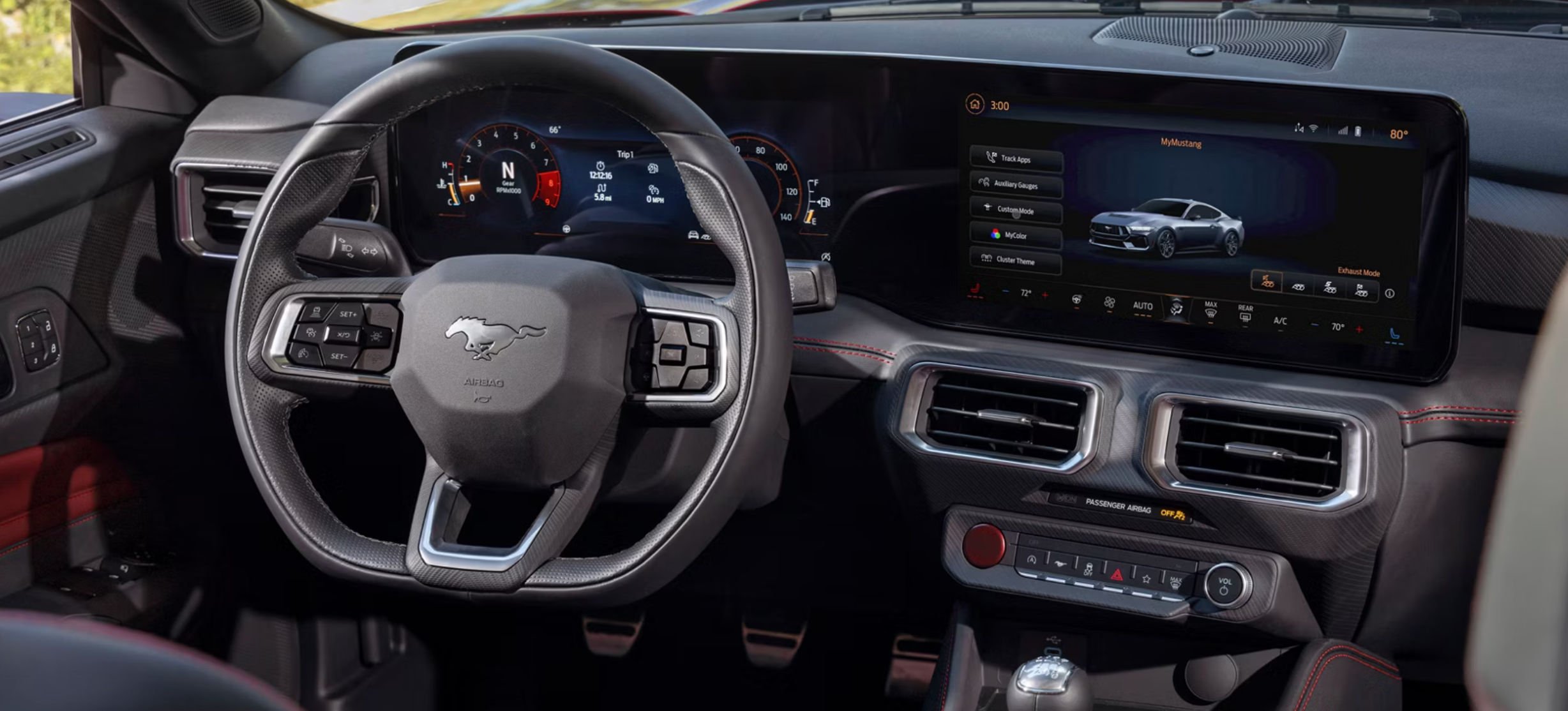 Dashboard touchscreen of new 2026 Ford Mustang near St. Marys, WV